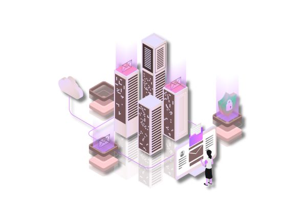 Modern server rack in data center