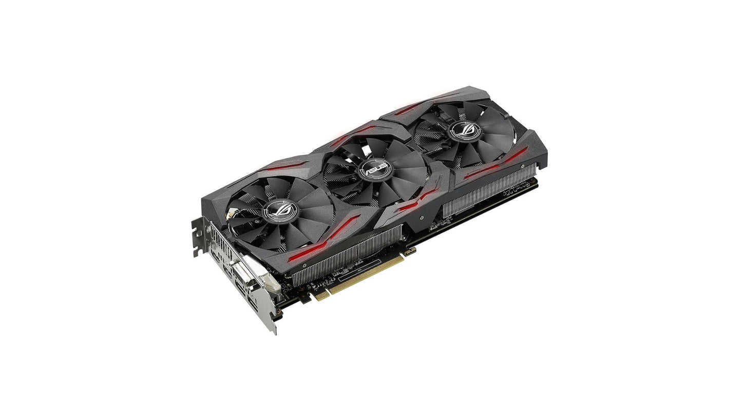 Graphics card with three fans on a white background