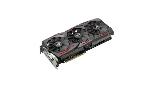 Graphics card with three fans on a white background