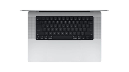 Laptop with black keyboard on a white background