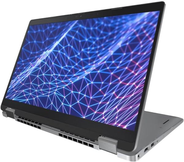 Laptop with a colorful display on a white background