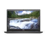 Dell Latitude laptop with a black color scheme, featuring a 14-inch screen displaying a nature wallpaper showing a river and trees.