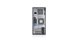 Back view of a computer tower on a white background