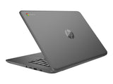 Gray HP laptop on a white background