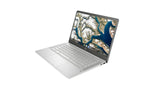 A silver laptop computer shown open at an angle, displaying a map on its screen against a plain white background.
