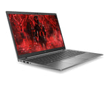 Laptop with a red and black graphic on the screen against a white background
