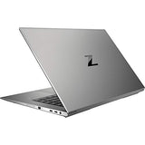 Silver laptop with a brand logo on a white background