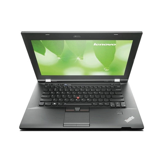 Lenovo laptop with green screen on a white background