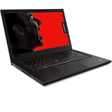 Lenovo ThinkPad laptop with a red and black design on the screen