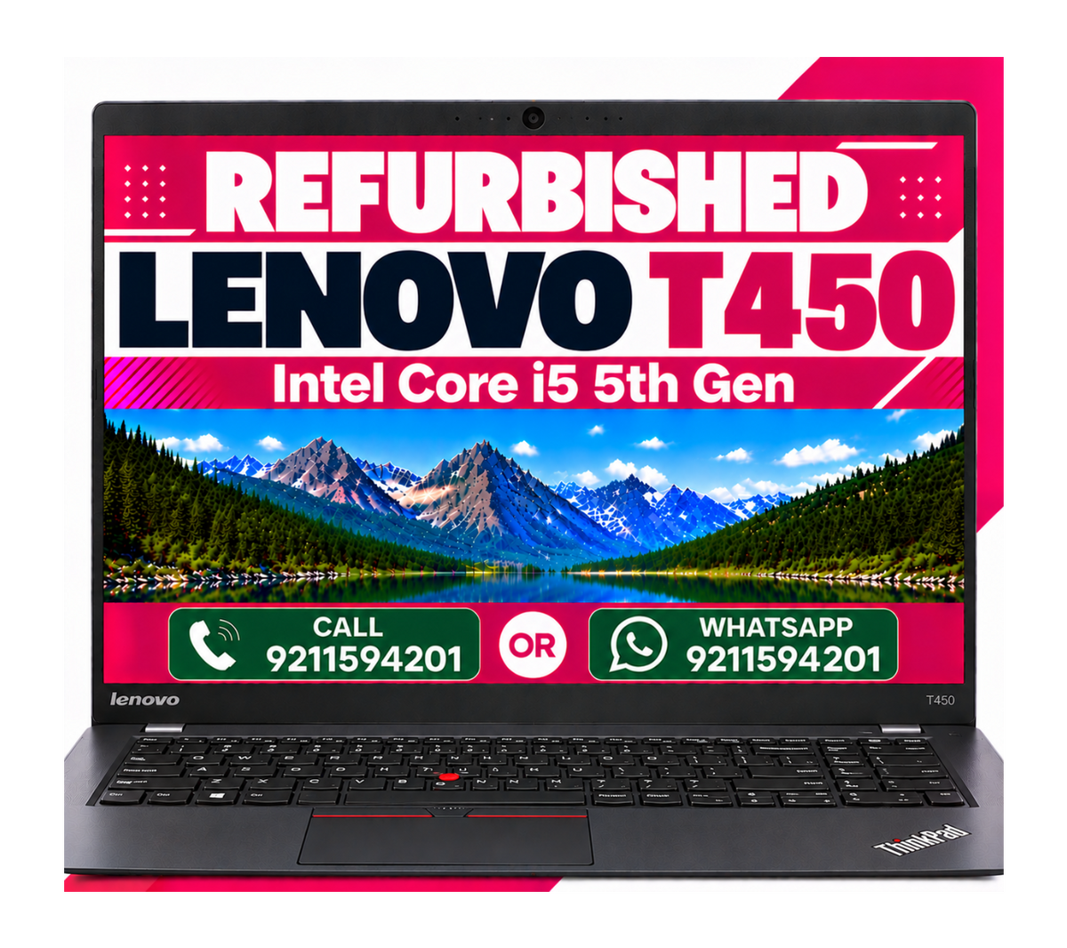 Lenovo ThinkPad T450 Intel Core I5 5th Gen 14 Inch Full HD Display With Windows 11 and MS Office (Refurbished)