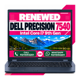 Dell Precision 7540 i7 9th Gen 15.6" Inch FHD Display Laptop With Windows 11 and Ms Office 2021 (Renewed)