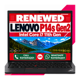 Lenovo Thinkpad P14s Gen 2 Intel core i7 11th Gen 14"FHD Display Nvidia T500 GPU Workstation Laptop Windows 11 with Ms Office 2021 (Renewed)
