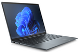 Laptop with a blue abstract design on the screen against a white background