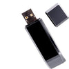 Black USB flash drive on a white background