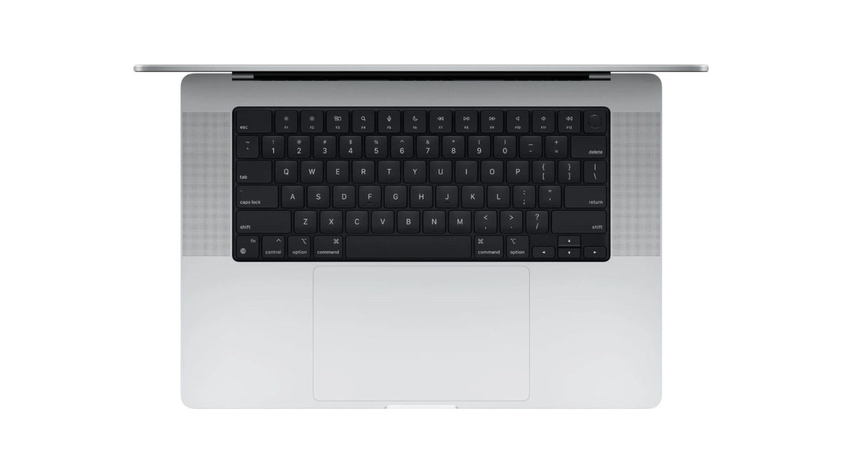 Laptop with black keyboard on a white background