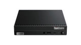 Black Lenovo ThinkCentre mini PC on a white background