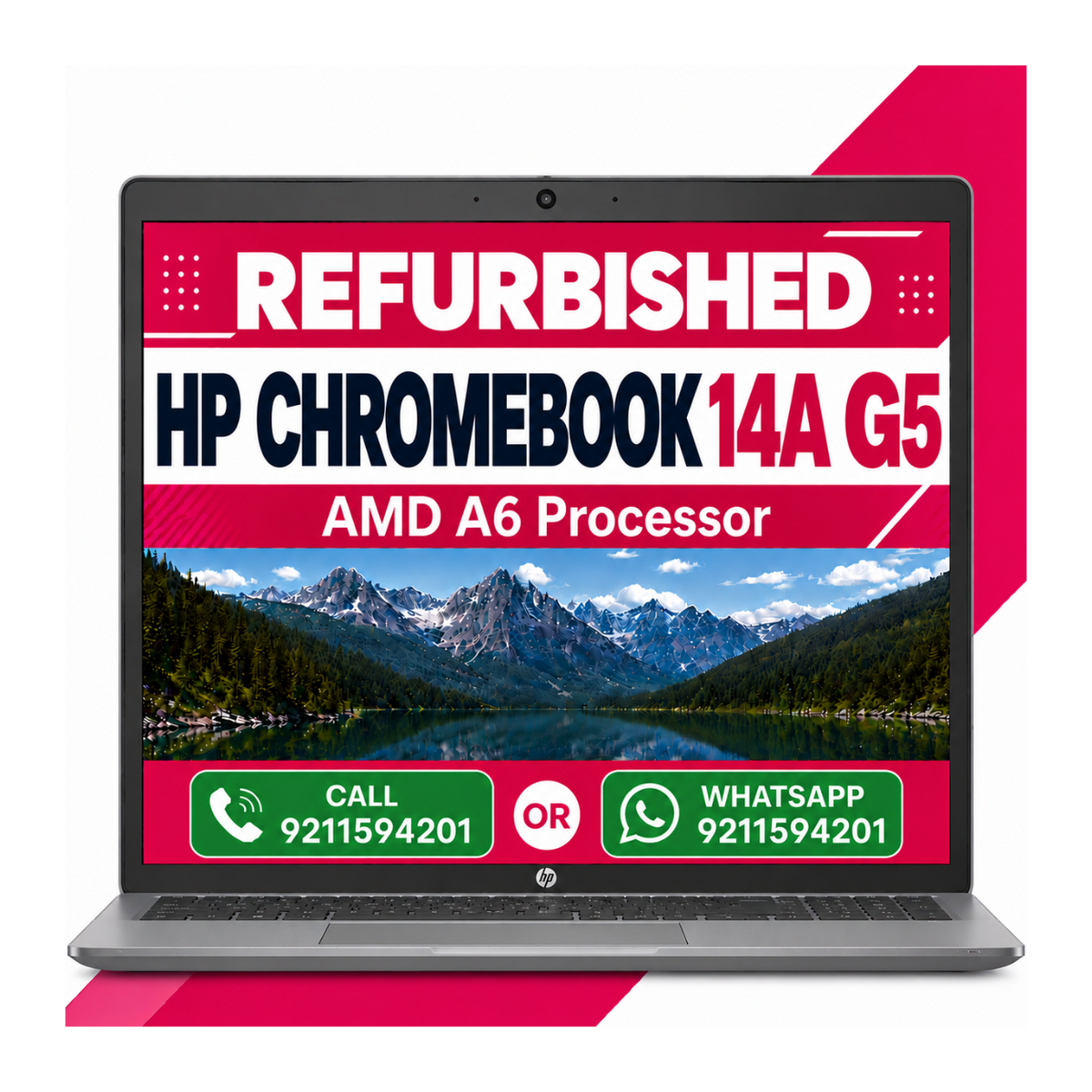 HP Touchscreen Chromebook Enterprise 14A G5 AMD A6 |8GB/64GB - 14 inch FHD ChromeOS with 6 Months Warranty (Refurbished)