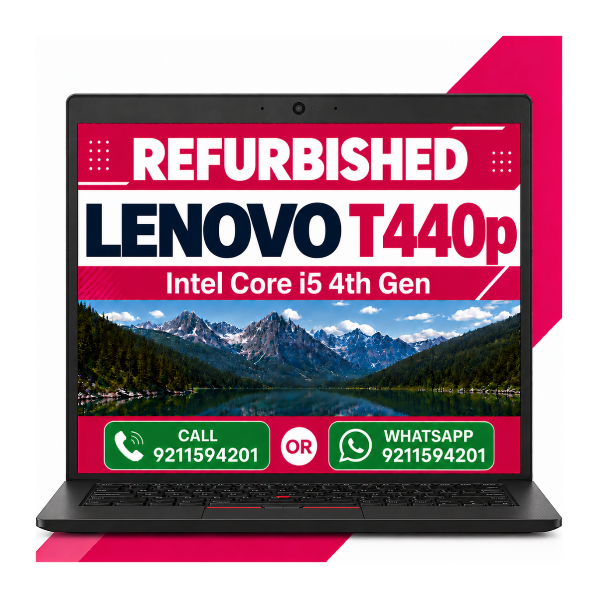 Lenovo ThinkPad T440p Intel Core i5 4th Generation, 14 Inch HD Display with Windows 10 Pro and Ms Office 2021 with 6 Months Standard Warranty (Refurbished)