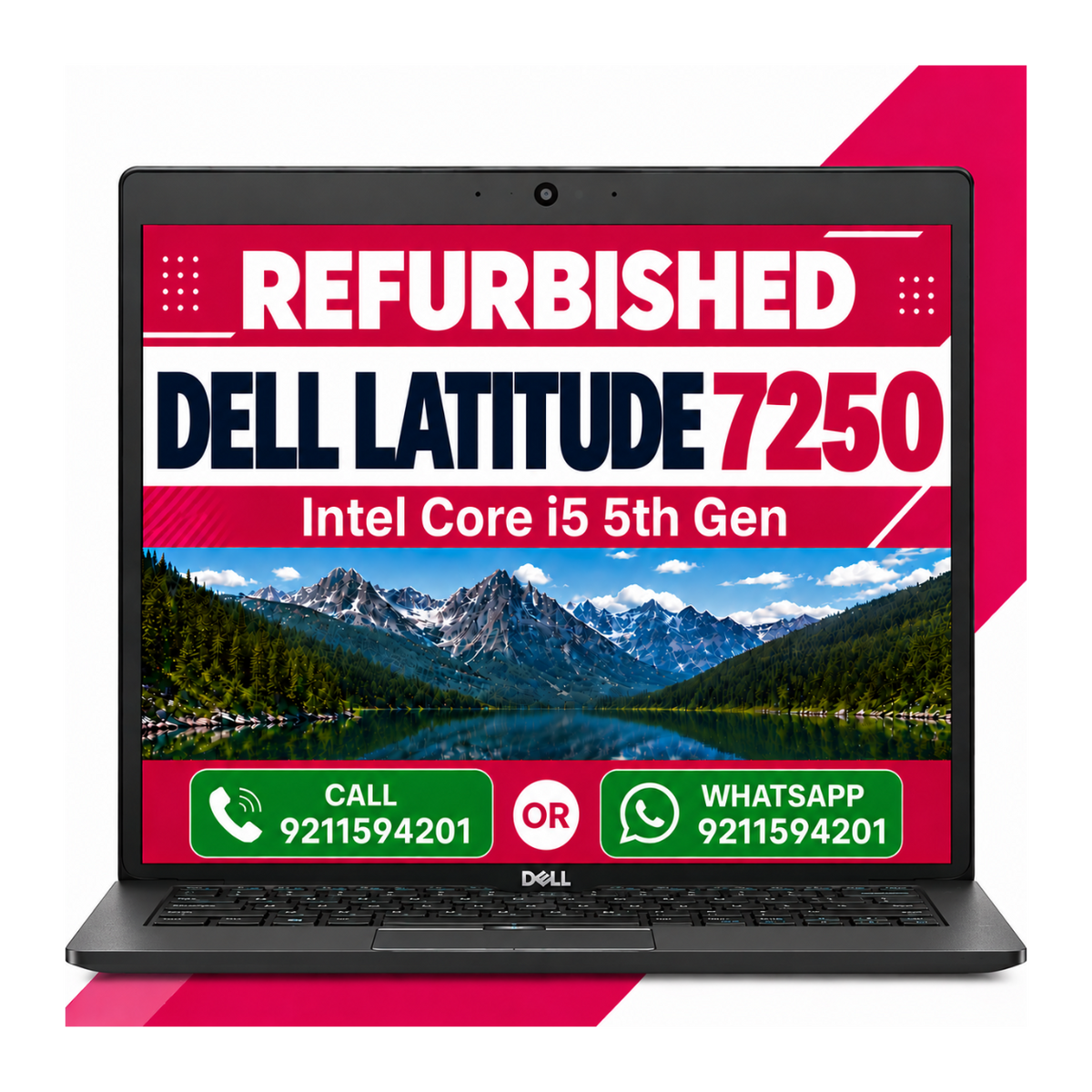 Dell Latitude 7250 Intel Core i5 5th Gen 12.5" HD Display Laptop Windows 10 with MS Office 2021 (Refurbished)