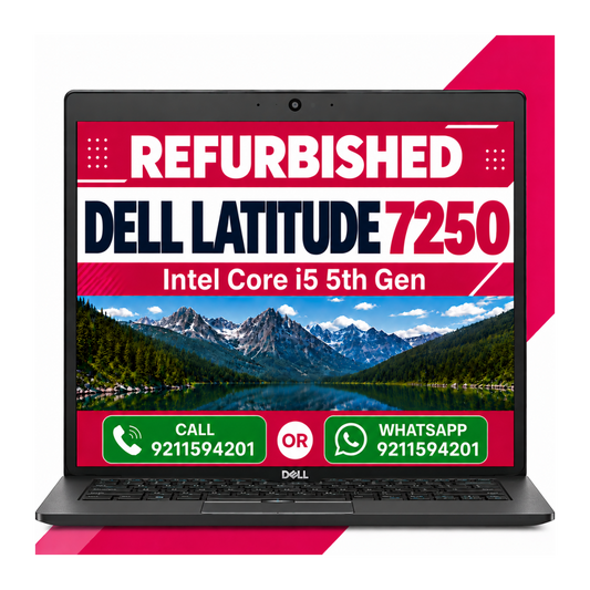 Dell Latitude 7250 Intel Core i5 5th Gen 12.5" HD Display Laptop Windows 10 with MS Office 2021 (Refurbished)