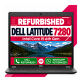 Dell Latitude 7280 Intel Core i5 6th Gen 12.5" HD Display Laptop Windows 10 with MS Office 2021 (Refurbished)