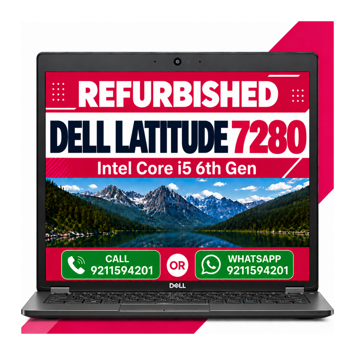 Dell Latitude 7280 Intel Core i5 6th Gen 12.5" HD Display Laptop Windows 10 with MS Office 2021 (Refurbished)