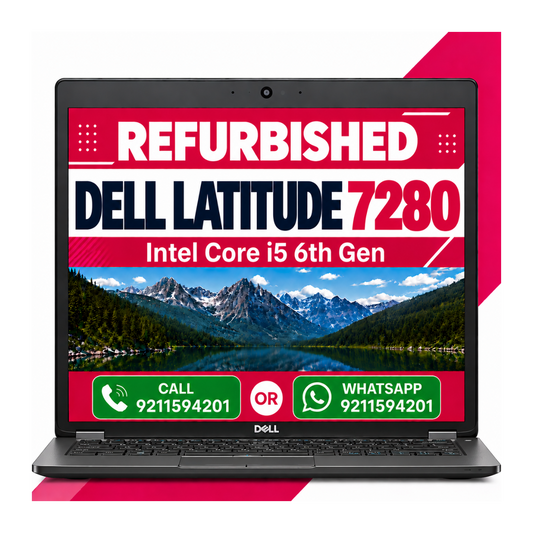 Dell Latitude 7280 Intel Core i5 6th Gen 12.5" HD Display Laptop Windows 10 with MS Office 2021 (Refurbished)