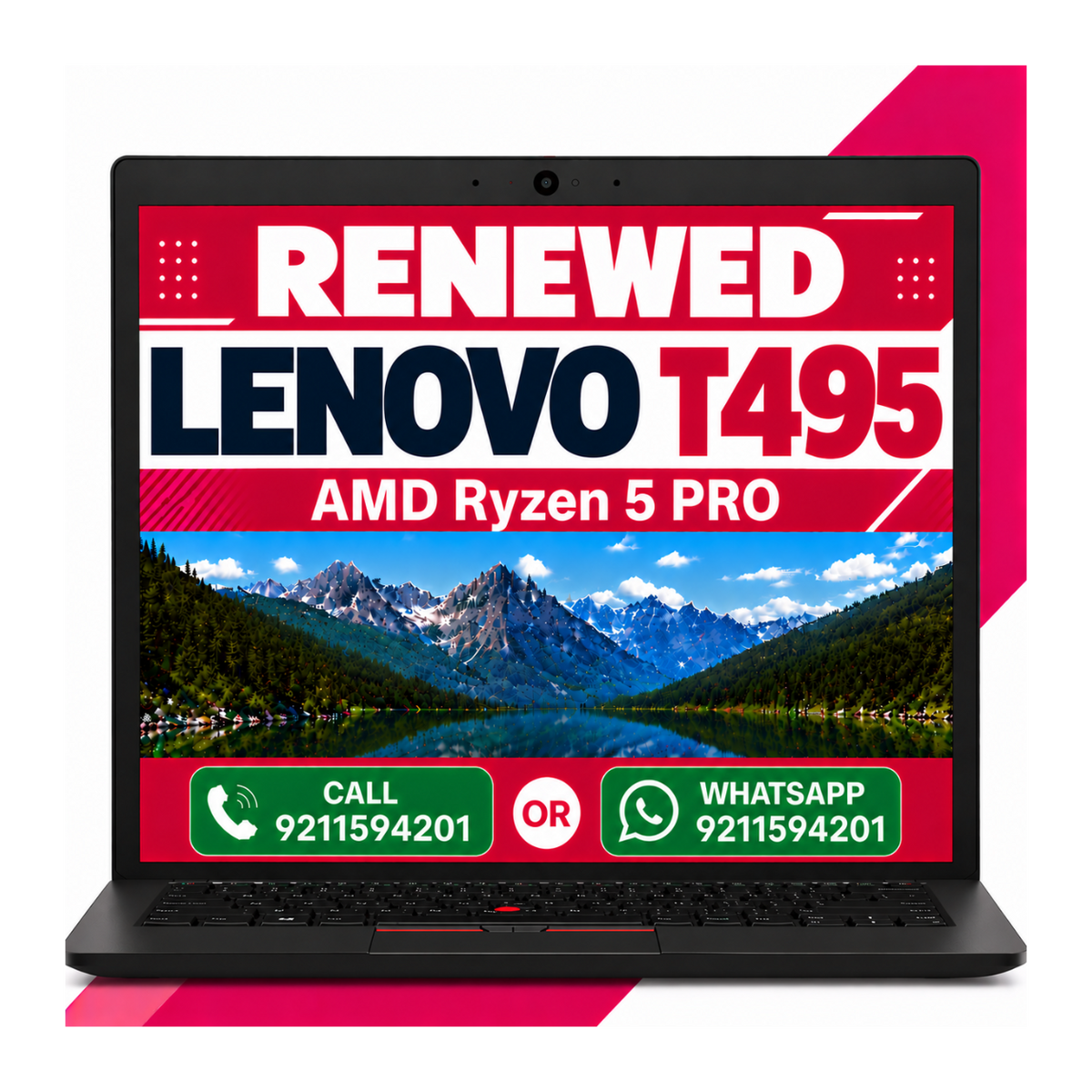 Lenovo Thinkpad T495 AMD Ryzen 5 PRO 14" HD Display Gaming Laptop Windows 11 With MS Office 2021 (Renewed)