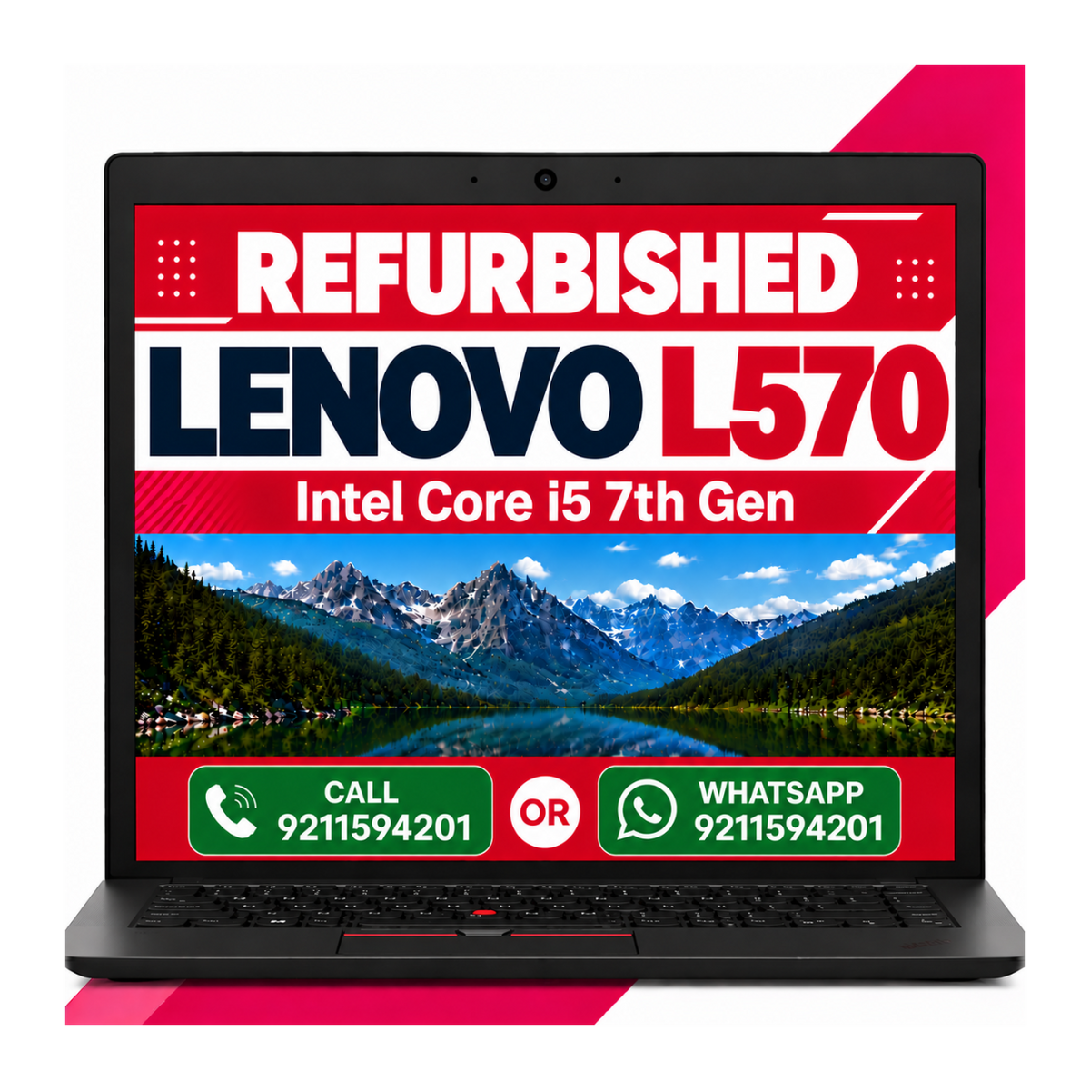 Lenovo ThinkPad L570 Intel Core i5 7th Gen | 15.6 Inch HD Display with Windows 11 & Ms Office 2021 (Refurbished)