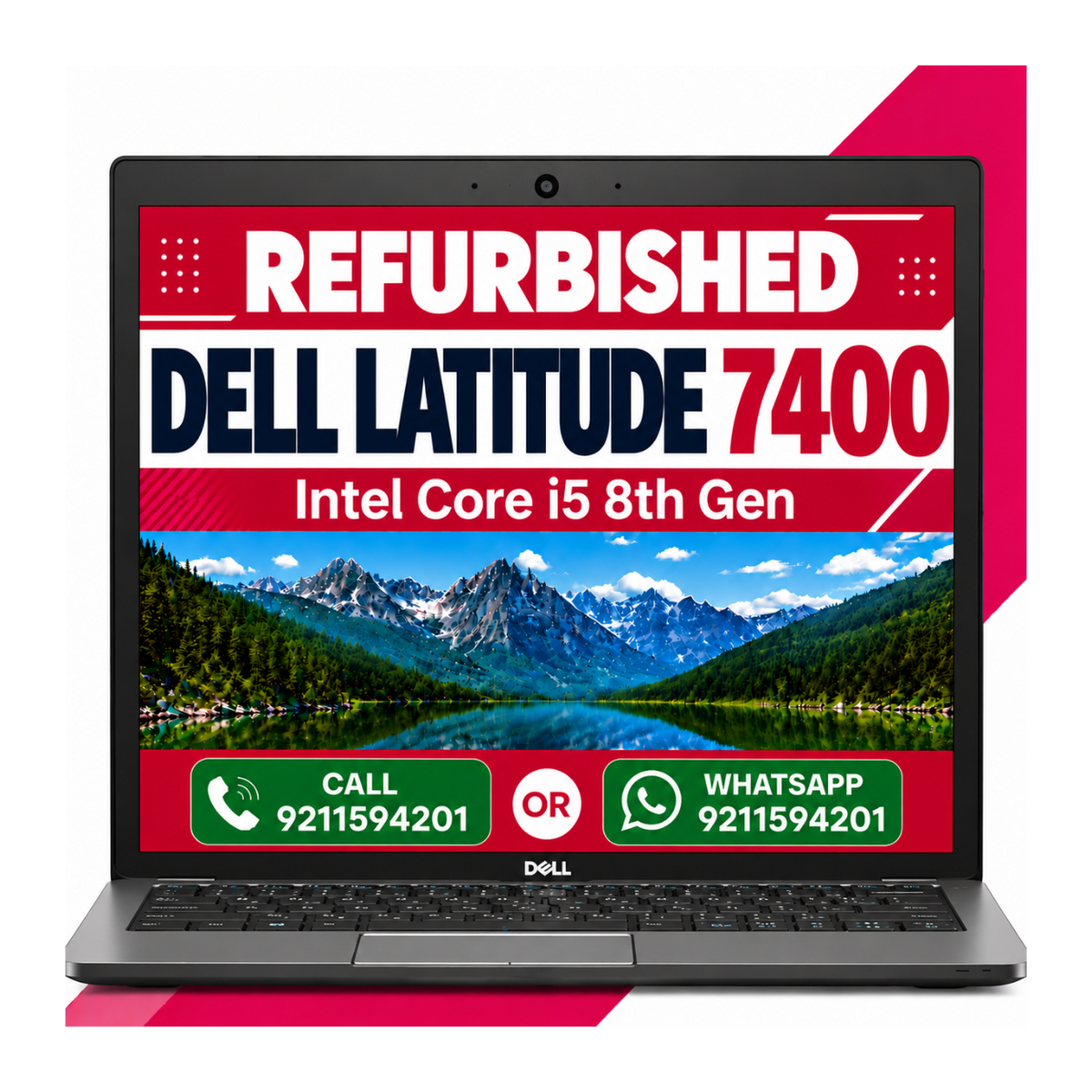 Dell Latitude 7400 Intel Core i5 8th Gen 14" FHD Display Laptop Windows 11 With MS Office 2016 (Refurbished)