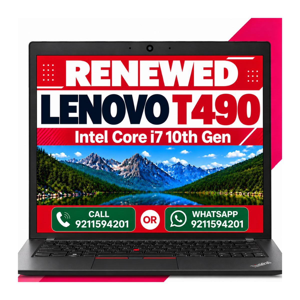 Lenovo Thinkpad T490 Intel Core i7 10th Gen 14" FHD Laptop With Windows 11 and MS Office 2016 (Renewed)