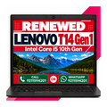 Lenovo ThinkPad T14 Gen 1 14" | Intel Core i5 10th Gen, Windows 11 Pro, MS Office 2021 with 1 year warranty (Renewed)