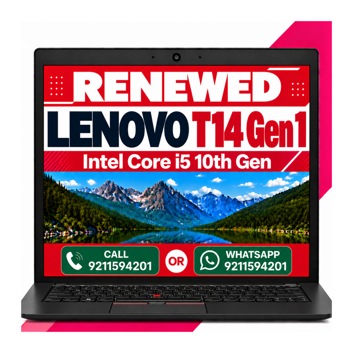 Lenovo ThinkPad T14 Gen 1 14" | Intel Core i5 10th Gen, Windows 11 Pro, MS Office 2021 with 1 year warranty (Renewed)