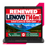 Lenovo ThinkPad T14 Gen 1 14" | Intel Core i5 10th Gen, Windows 11 Pro, MS Office 2021 with 1 year warranty (Renewed)
