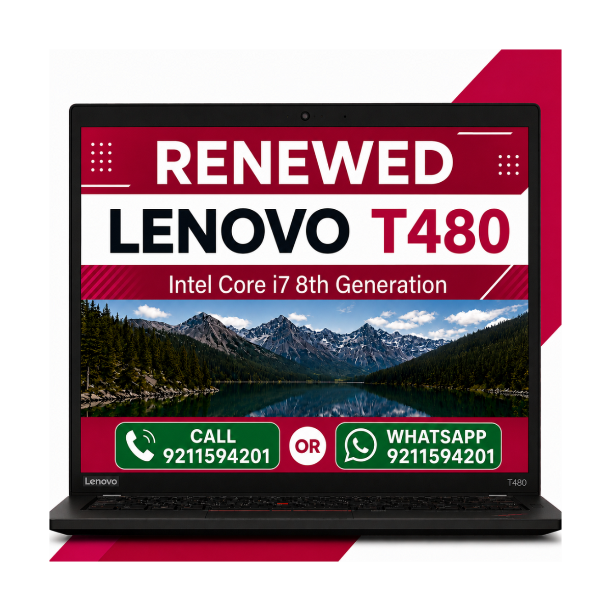 Lenovo ThinkPad T480 Intel Core i7 8th Gen 14 Inch FHD Display Laptop with Windows 11 Pro  (Refurbished)