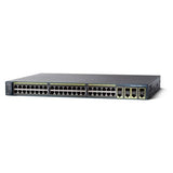 Cisco Catalyst 2960G 48 Port SFP Switch, with 48 Ethernet ports and additional slots for networking.