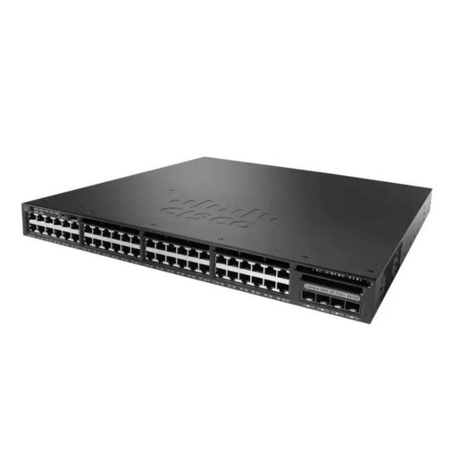 Cisco Catalyst 3650 series managed switch with 48 Ethernet ports and 2 SFP slots, in black color.
