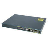 Cisco Catalyst 2960G 20x GE 4x 1G SFP LAN Base Managed Switch, in gray color with multiple Ethernet ports and a yellow Cisco logo.