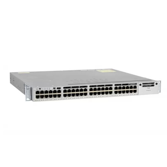 Cisco WS-C3850-48T-S Switch, a managed network switch with 48 Ethernet ports and Cisco branding, in a silver color.