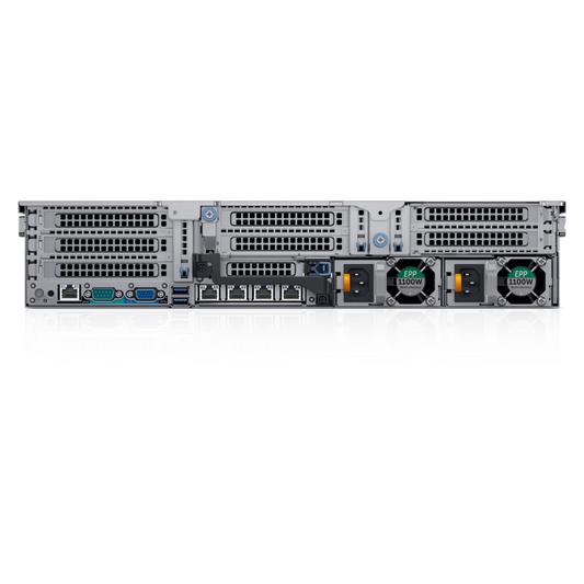 Server rack with multiple slots and connectors on a white background