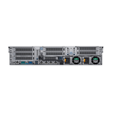 Server rack with multiple slots and connectors on a white background