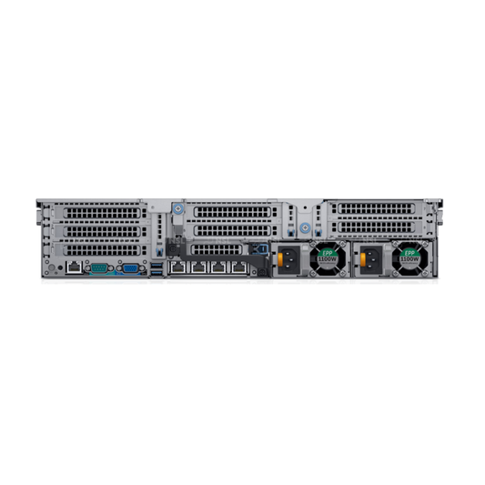 Server rack with multiple slots and connectors on a white background