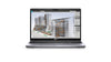 A silver Dell laptop shown from the front on a plain white background, with its screen on and displaying a 3D architectural modeling interface.