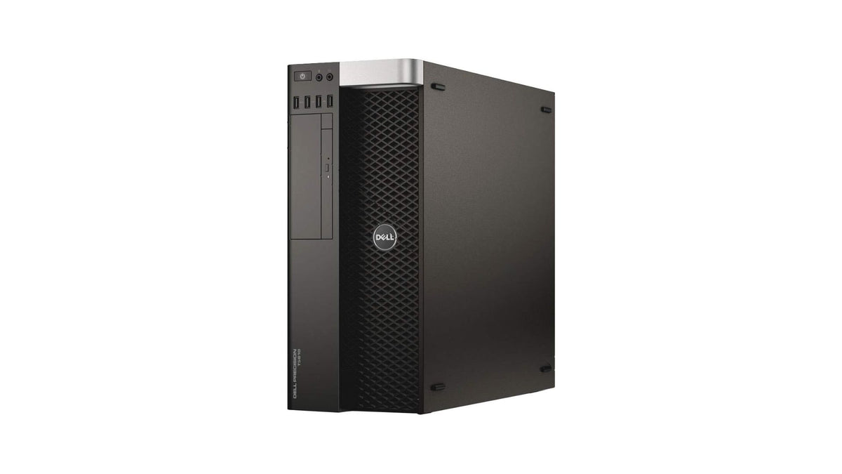 Black Dell server tower on a white background