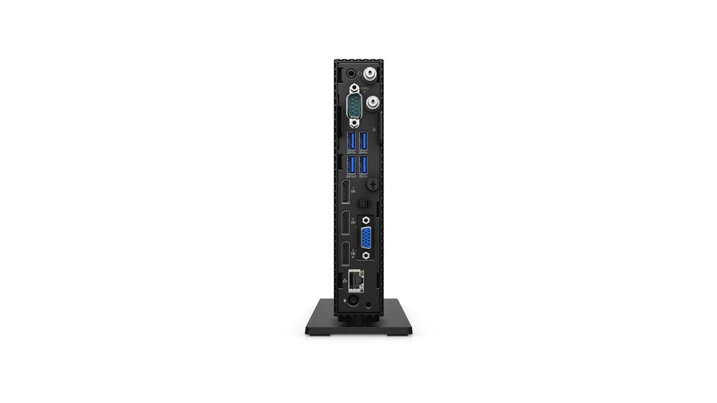 Black computer peripheral device with ports on a white background