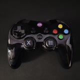 A black wireless gamepad with color-coded buttons and a directional pad, branded with 'd2i'.