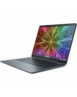 Laptop with a colorful abstract design on the screen against a white background