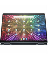 Laptop with a colorful display on a white background