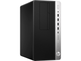 HP desktop computer tower on a black background