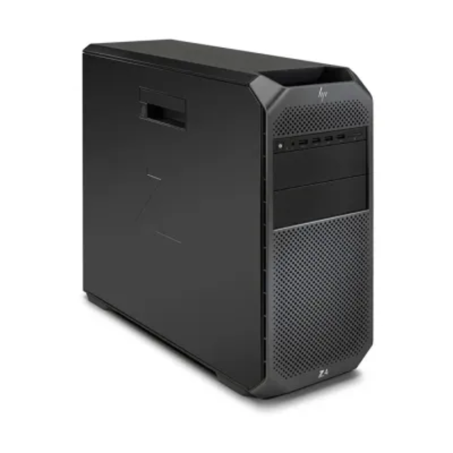 Black computer tower on a white background